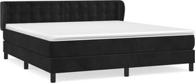 vidaXL Κρεβάτι Boxspring με Στρώμα Μαύρο 180x200 εκ. Βελούδινο