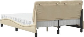 vidaXL Κρεβάτι με Στρώμα Κρεμ 140x200 εκ. Υφασμάτινο