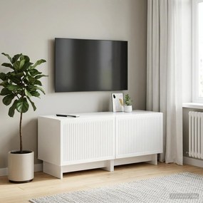 vidaXL Ντουλάπι TV Γυαλιστερό Λευκό Επεξεργασμένο Ξύλο