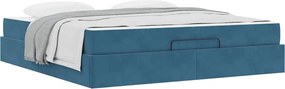vidaXL Σκελετός κρεβατιού με στρώμα 2 pcs Μπλε Βελούδο