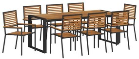vidaXL Σετ Κήπου 9 Τεμαχίων σε Μαύρη Πολυ Ράττα Ακακία