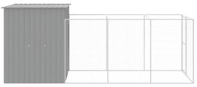 vidaXL Σπιτάκι Σκύλου με Αυλή Αν. Γκρι 165x455x181 εκ. Γαλβαν. Χάλυβας