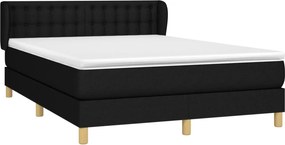 vidaXL Κρεβάτι Boxspring με Στρώμα Μαύρο 140x190 εκ. Υφασμάτινο