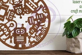 Intra απο ξύλο plywood 3mm-4mm πάχος – Ρομπότ επιγραφή τοίχου, αρχείο. Διάνυσμα Δίασταση 40x30 cm INTRAFABR-81785452