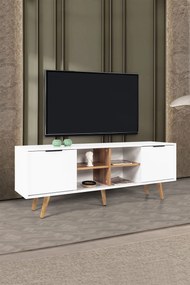 Έπιπλο Τηλεόρασης Λευκό / Καρυδί PRABU 160x35x18