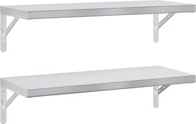 vidaXL Ράφια Τοίχου 2 τεμ. Ασημί 75x30 εκ. Ανοξείδωτο Ατσάλι