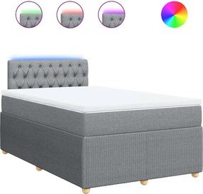vidaXL Κρεβάτι Boxspring με Στρώμα Ανοιχτό Γκρι 120x200 εκ. Υφασμάτινο
