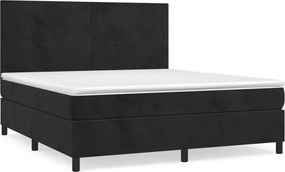 vidaXL Κρεβάτι Boxspring με Στρώμα Μαύρο 180x200 εκ. Βελούδινο