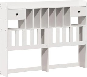 vidaXL Κρεβάτι Βιβλιοθήκη Χωρίς Στρώμα Λευκό 135x190 εκ Μασίφ Πεύκο