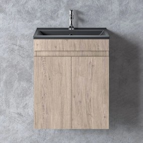 Έπιπλο Μπάνιου Πάγκος Με Νιπτήρα Omega 50 S3BOM050BOB 50x46x60cm Beige-Black Πορσελάνη,Μελαμίνη