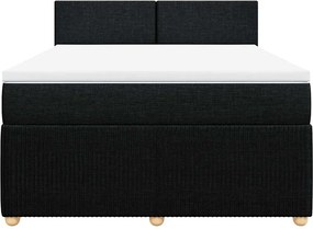 vidaXL Κρεβάτι Boxspring με Στρώμα Μαύρο 160x200 εκ. Υφασμάτινο