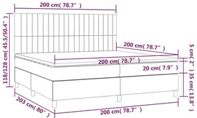 Κρεβάτι Boxspring με Στρώμα &amp; LED Taupe 200x200 εκ. Υφασμάτινο - Μπεζ-Γκρι