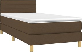 vidaXL Κρεβάτι Boxspring με Στρώμα Σκούρο Καφέ 90x200 εκ. Υφασμάτινο