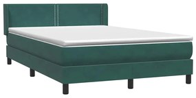 vidaXL Κρεβάτι Boxspring με Στρώμα Σκούρο Πράσινο 140x210εκ. Βελούδινο