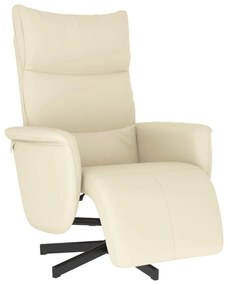 vidaXL Πολυθρόνα Ανακλινόμενη με Υποπόδιο Κρεμ από Συνθετικό Δέρμα