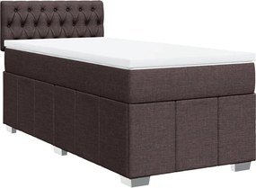 vidaXL Κρεβάτι Boxspring με Στρώμα Σκούρο Καφέ 100x200 εκ. Υφασμάτινο