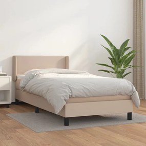 Κρεβάτι Boxspring με Στρώμα Καπουτσίνο 90x190εκ.από Συνθ. Δέρμα - Καφέ