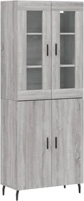 vidaXL Ντουλάπι Γκρι Sonoma 69,5 x 34 x 180 εκ. Επεξεργασμένο Ξύλο