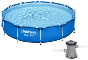 Πισίνα Bestway Steel Pro οικογενειακή, με μεταλλικό σκελετό χωρητικότητα 6473lt και διαστάσεις 366x366x76cm - Περιλαμβάνεται αντλία φίλτρου