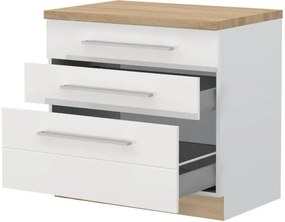 Επιδαπέδιο ντουλάπι Hudson R-90-3MBOX-Λευκό - Λευκό γυαλιστερό