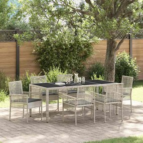 vidaXL Σέτ φαγητού για κήπο 7 pcs Ανοιχτό γκρι 190 x 90 x 75 cm