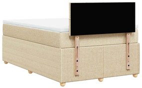 vidaXL Κρεβάτι Boxspring με Στρώμα Κρεμ 120x190 εκ. Υφασμάτινο