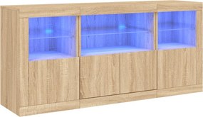 vidaXL Ντουλάπι με LED Sonoma Δρυς 142,5x37x67 εκ.