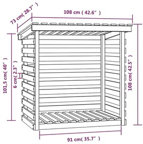 Ραφιέρα Καυσόξυλων Λευκή 108x73x108 εκ. από Μασίφ Ξύλο Πεύκου