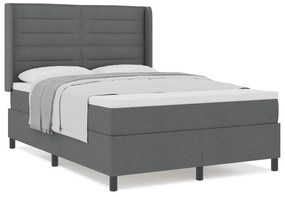vidaXL Κρεβάτι Box Spring με Στρώμα Σκούρο Γκρι 140x190 cm Ύφασμα