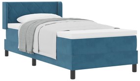 vidaXL Κρεβάτι με Στρώμα Στρώματος Σκούρο Μπλε 90x190 εκ. Βελούδο