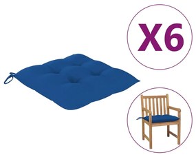 vidaXL Μαξιλάρια Καρέκλας 6 τεμ. Μπλε 50 x 50 x 7 εκ. Υφασμάτινα