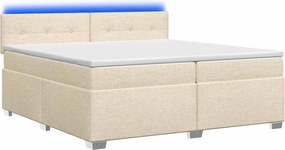 vidaXL Κρεβάτι Box Spring με Στρώμα και LED Κρεμ 200 x 200 cm Ύφασμα