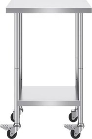 VEVOR Stainless Steel Work Table Commercial Prep Table 24x18 Inch With 4 Casters