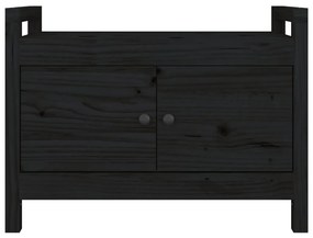 Παγκάκι Χολ Μαύρο 80x40x60 εκ. από Μασίφ Ξύλο Πεύκου - Μαύρο