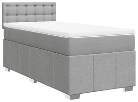 Κρεβάτι Boxspring με Στρώμα Ανοιχτό Γκρι 90x200 εκ. Υφασμάτινο - Γκρι