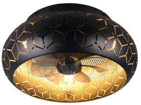 Ανεμιστήρας Reality Lighting -RL BIDAR R61574080 Μαύρο Ματ (Black Mat) και Χρυσό Χρώμα (Gold Coloured)