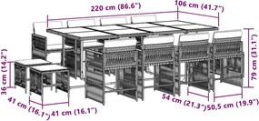 vidaXL Σετ Τραπεζαρίας Κήπου 13τεμ Μικτό Μπεζ Συνθ. Ρατάν με Μαξιλάρια
