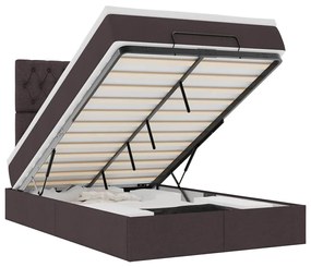 vidaXL Οθωμανικό κρεβάτι με στρώμα & LEDs Σκούρο καφέ 120x190cm ύφασμα