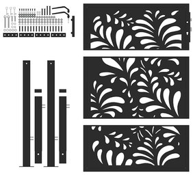 vidaXL Πύλη κήπου Μαύρη 105x130 cm Ατσάλινο σχέδιο κύματος