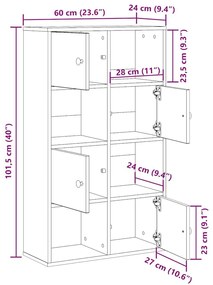 Βιβλιοθήκη Μαύρη Δρυς 60x24x101,5 εκ. Κατασκευασμένο ξύλο - Μαύρο