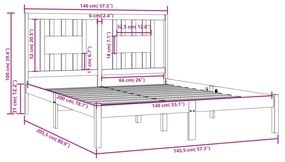 vidaXL Πλαίσιο Κρεβατιού 140 x 200 εκ. από Μασίφ Ξύλο Πεύκου