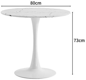 Τραπέζι Balou II MDF σε λευκό μαρμάρου απόχρωση Φ80x75εκ 80x80x75 εκ.