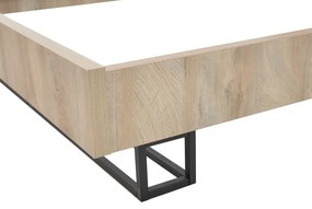 Κρεβάτι διπλό Elencia pakoworld σε oak με γκρι απόχρωση 160x200εκ