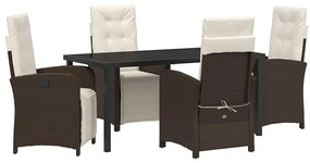 vidaXL Σέτ φαγητού για κήπο 5 pcs Καφέ συνθετικό ρατάν