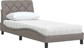 vidaXL Κρεβάτι με Στρώμα Taupe 80x200 εκ. Υφασμάτινο