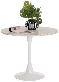 ΤΡΑΠΕΖΙ ΤΡΑΠΕΖΑΡΙΑΣ ROLLO HM9421.11 ΣΤΡΟΓΓΥΛΟ WHITE MARBLE Φ90x74Υεκ.