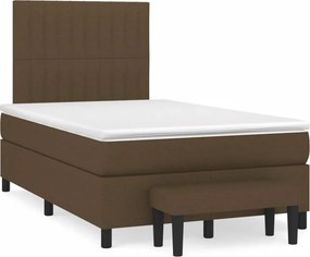 vidaXL Κρεβάτι Boxspring με Στρώμα Σκούρο Καφέ 120x190 εκ Υφασμάτινο
