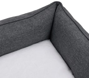 vidaXL Κρεβάτι Σκύλου Γκρι/Λευκό 85,5 x 70 x 23 εκ. Όψη Λινού Φλις