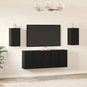 vidaXL Σετ επίπλου τηλεόρασης 7 pcs Μαύρη Οξυά Επεξεργασμένο Ξύλο