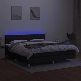 vidaXL Κρεβάτι Boxspring με Στρώμα &amp; LED Μαύρο 180x200 εκ. Υφασμάτινο